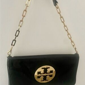 Tory Burch Black Shoulder Bag with Gold Chain